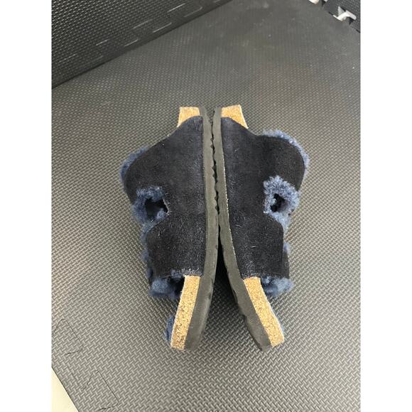 Birkenstock Navy Blue Arizona Shearling Slide Sandal Comfort Casual Boho - Picture 4 of 8